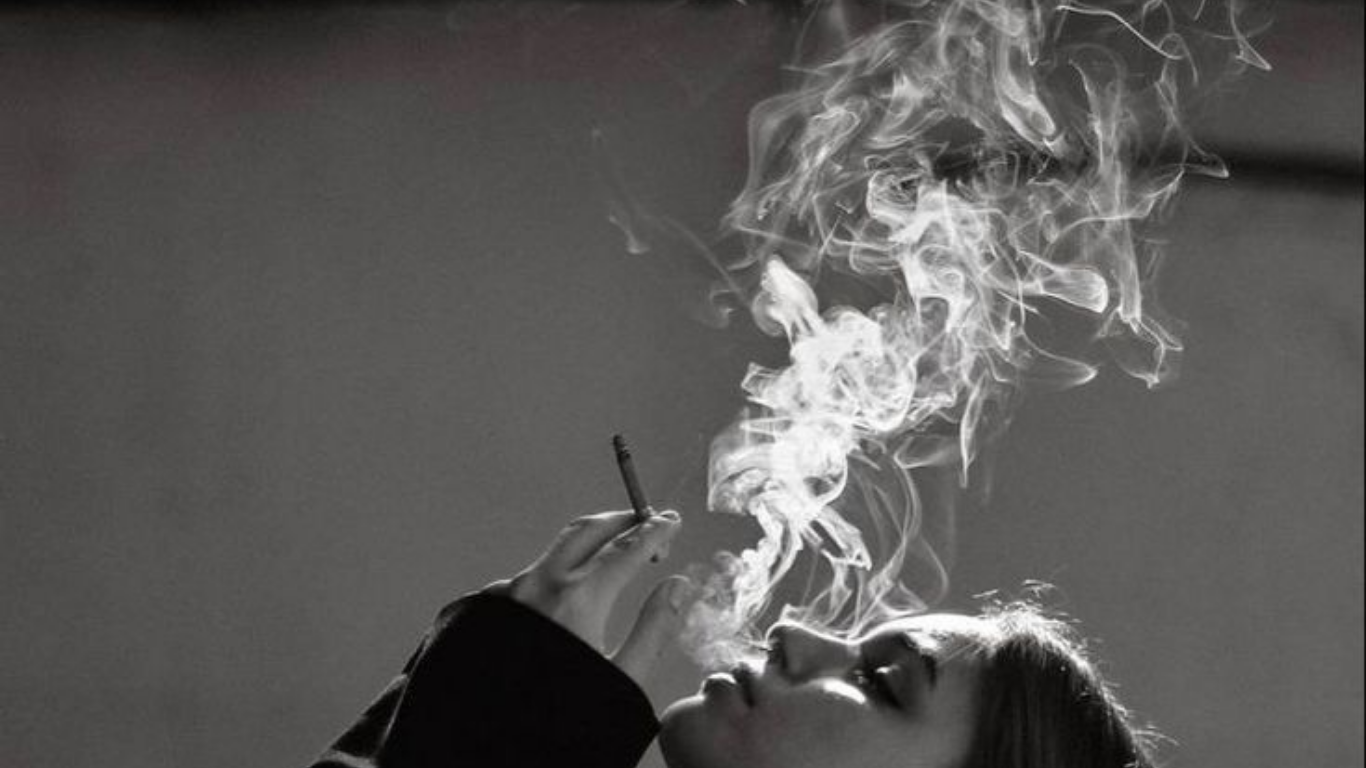 Background with person smoking and smoke